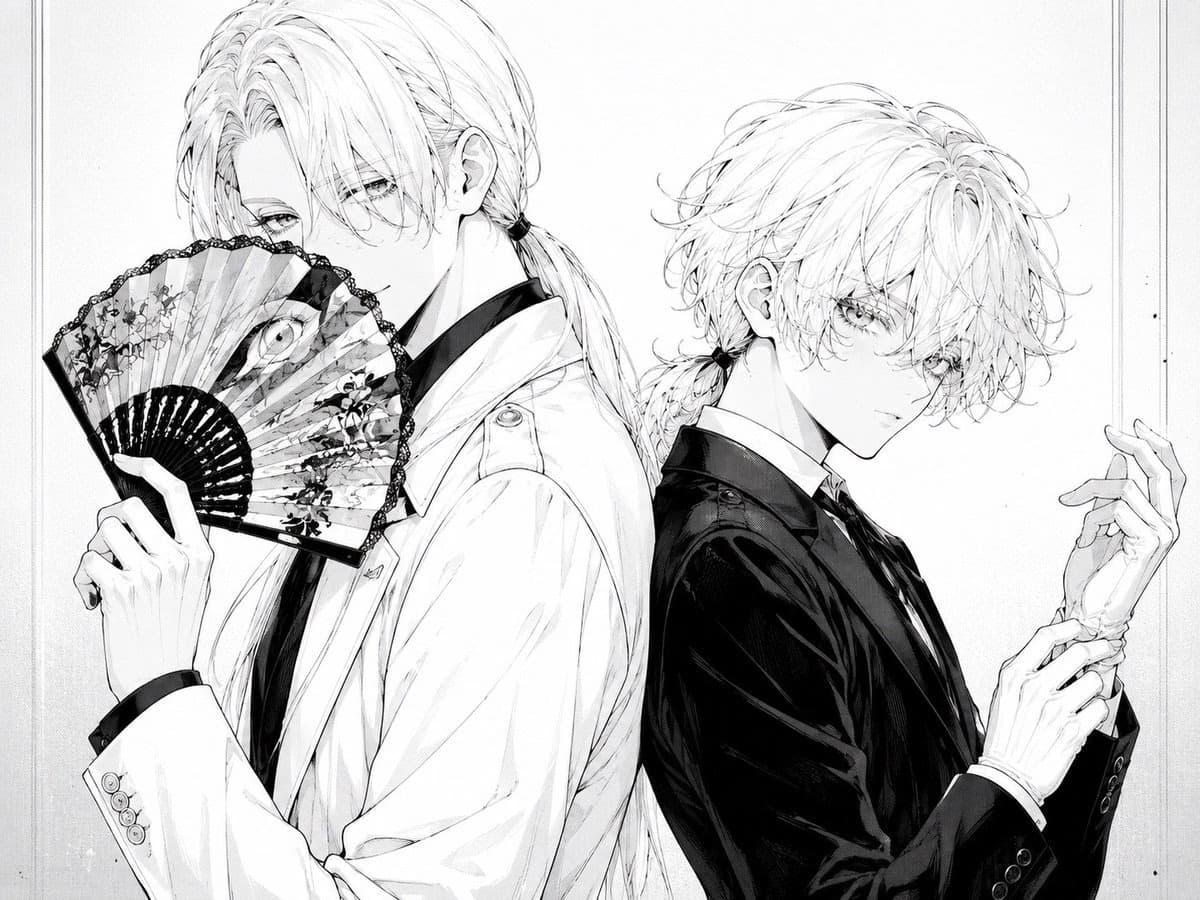 Elegant Gothic Manga Portraits Back-to-Back