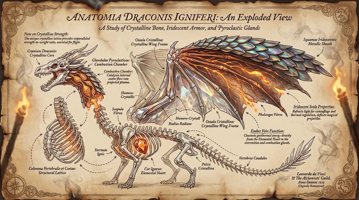 Dragon Anatomy Exploded-View Blueprint