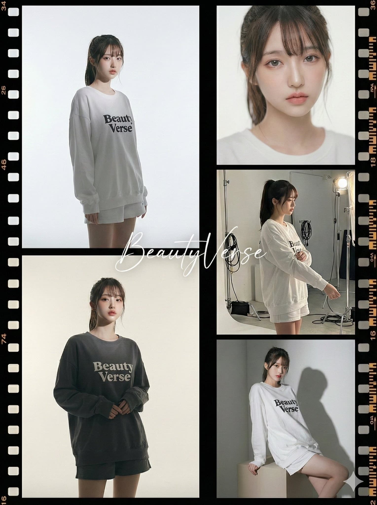 High-End Studio Fashion Editorial 5-Panel Film Collage