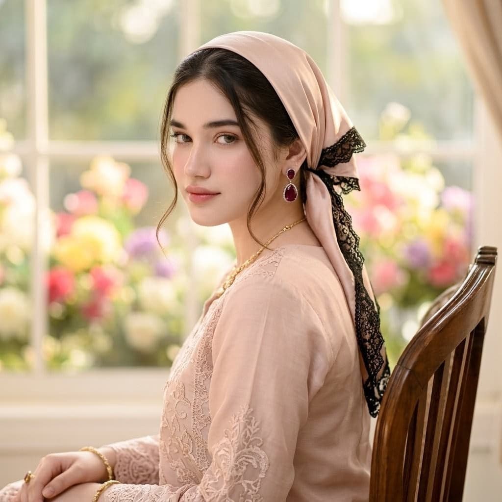 Elegant Woman in Blush Pink Portrait