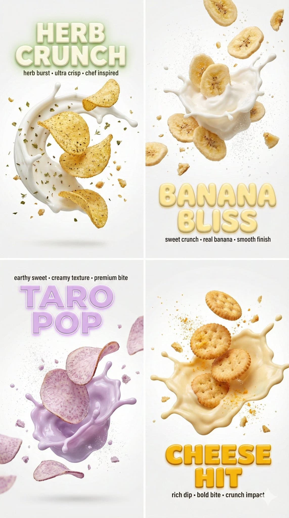 Potato Chips Under 3D Text Slow Motion Shot