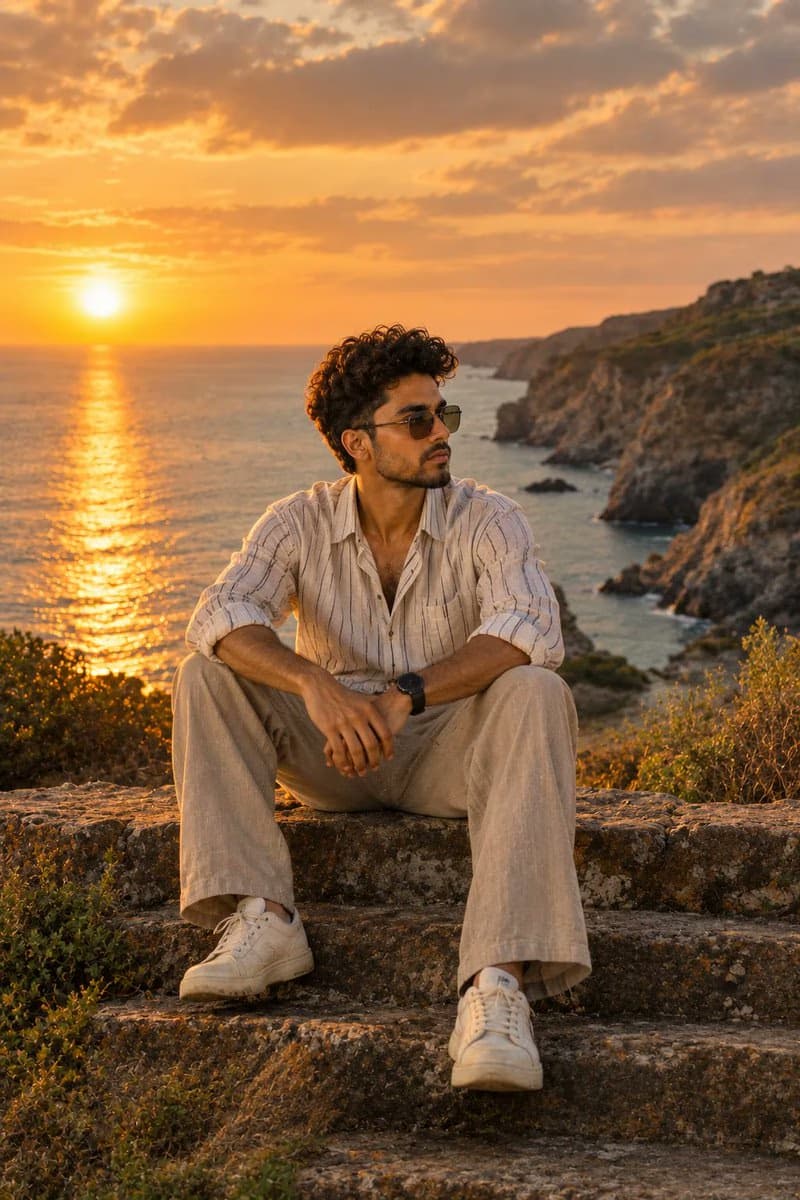 Coastal Cliff Sunset Travel Portrait