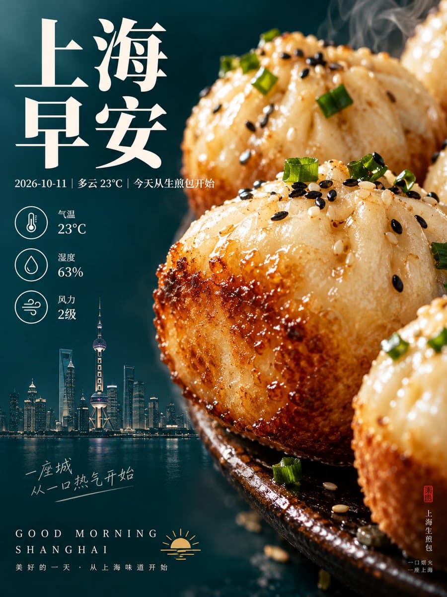 Shanghai Pan-Fried Buns Morning Poster