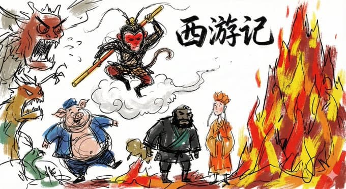 涂鸦速写，随性线条，粗糙干刷