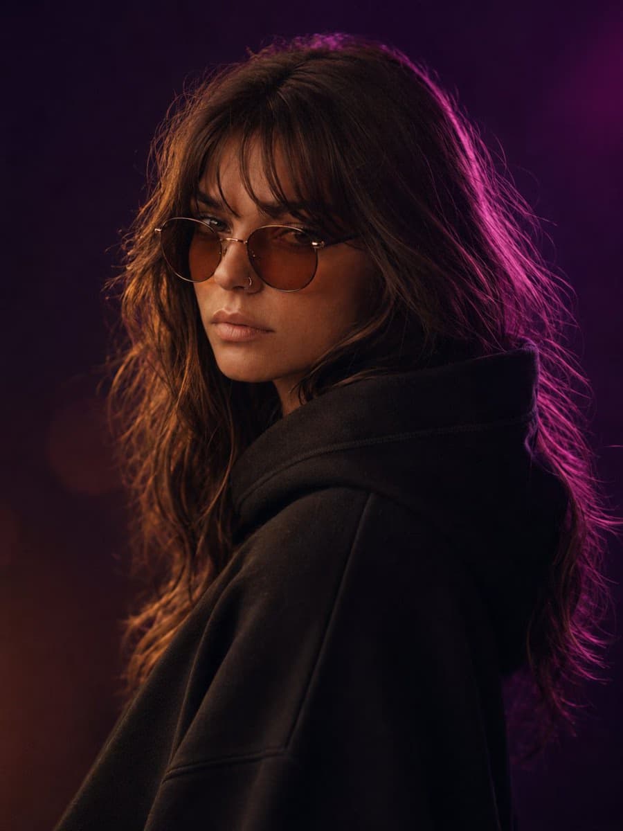 Vintage Sunglasses Woman in Moody Editorial Portrait