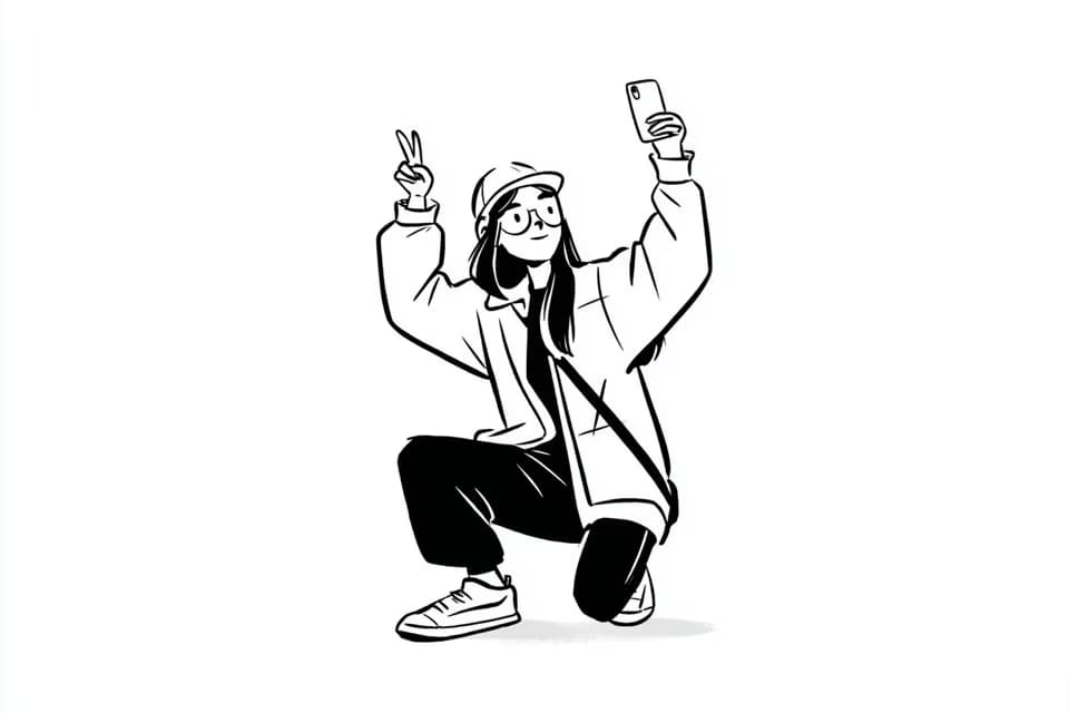 极简黑白人物插画