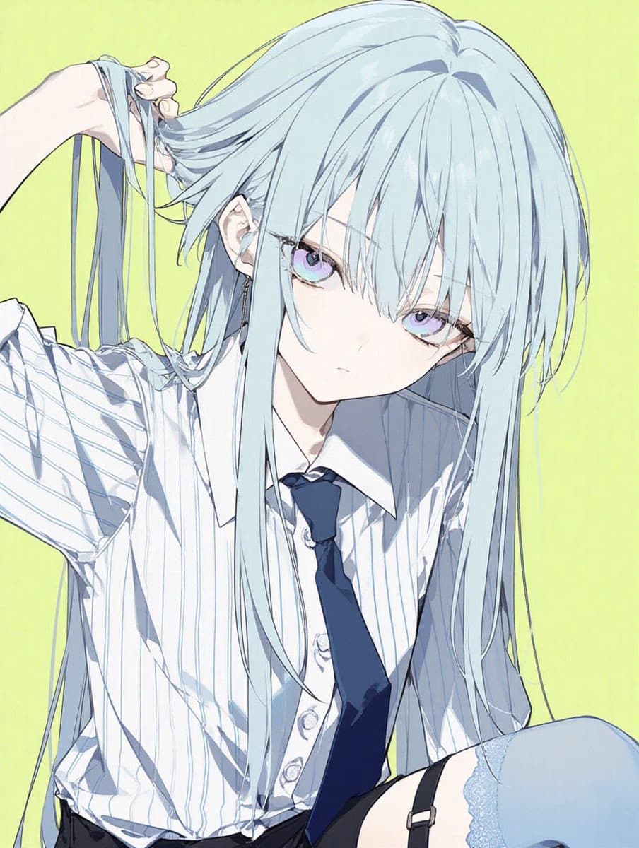 Ethereal Demon with Silvery Hair Close-Up