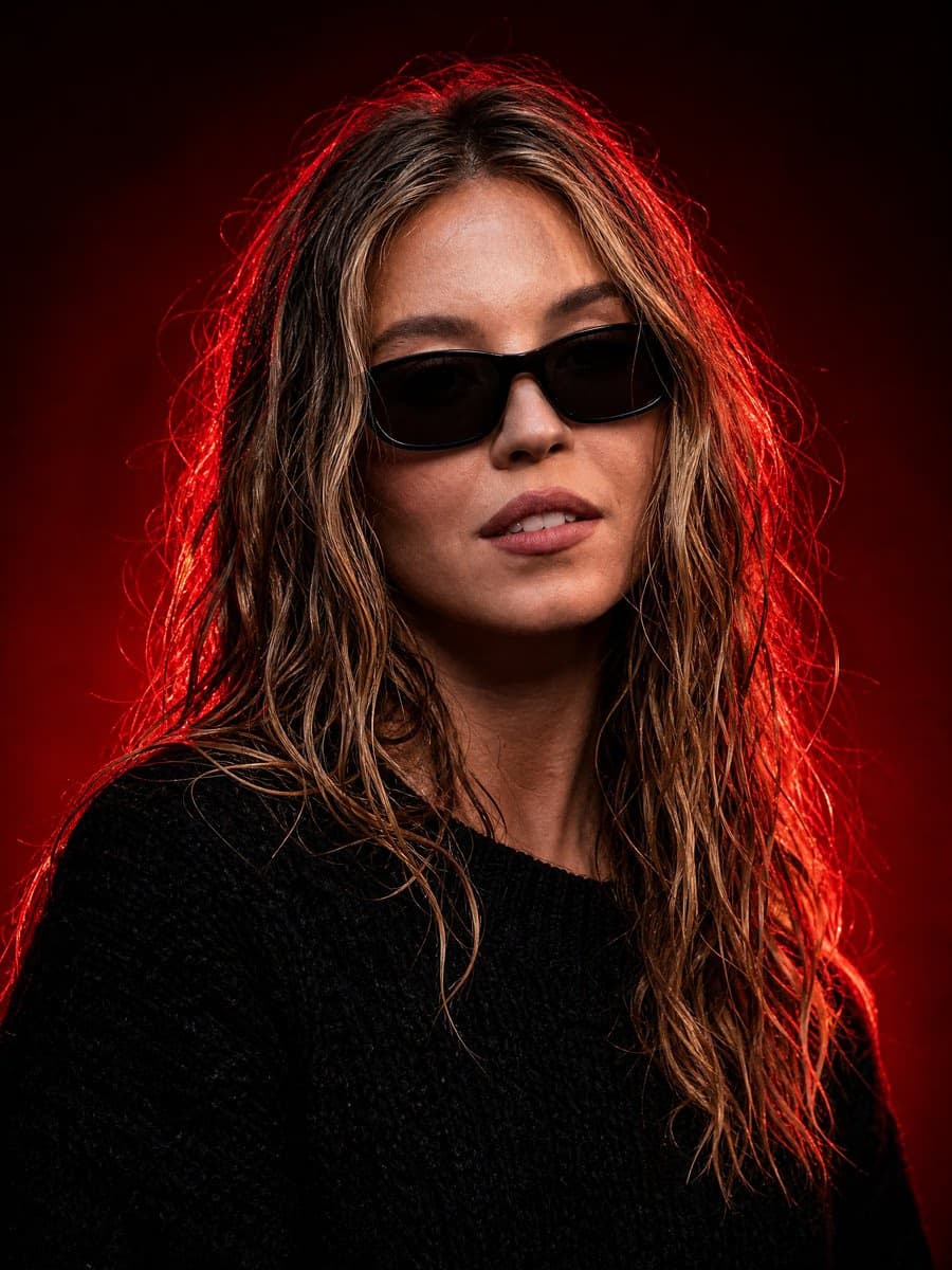 Dark Luxury Red-Light Cinematic Portrait