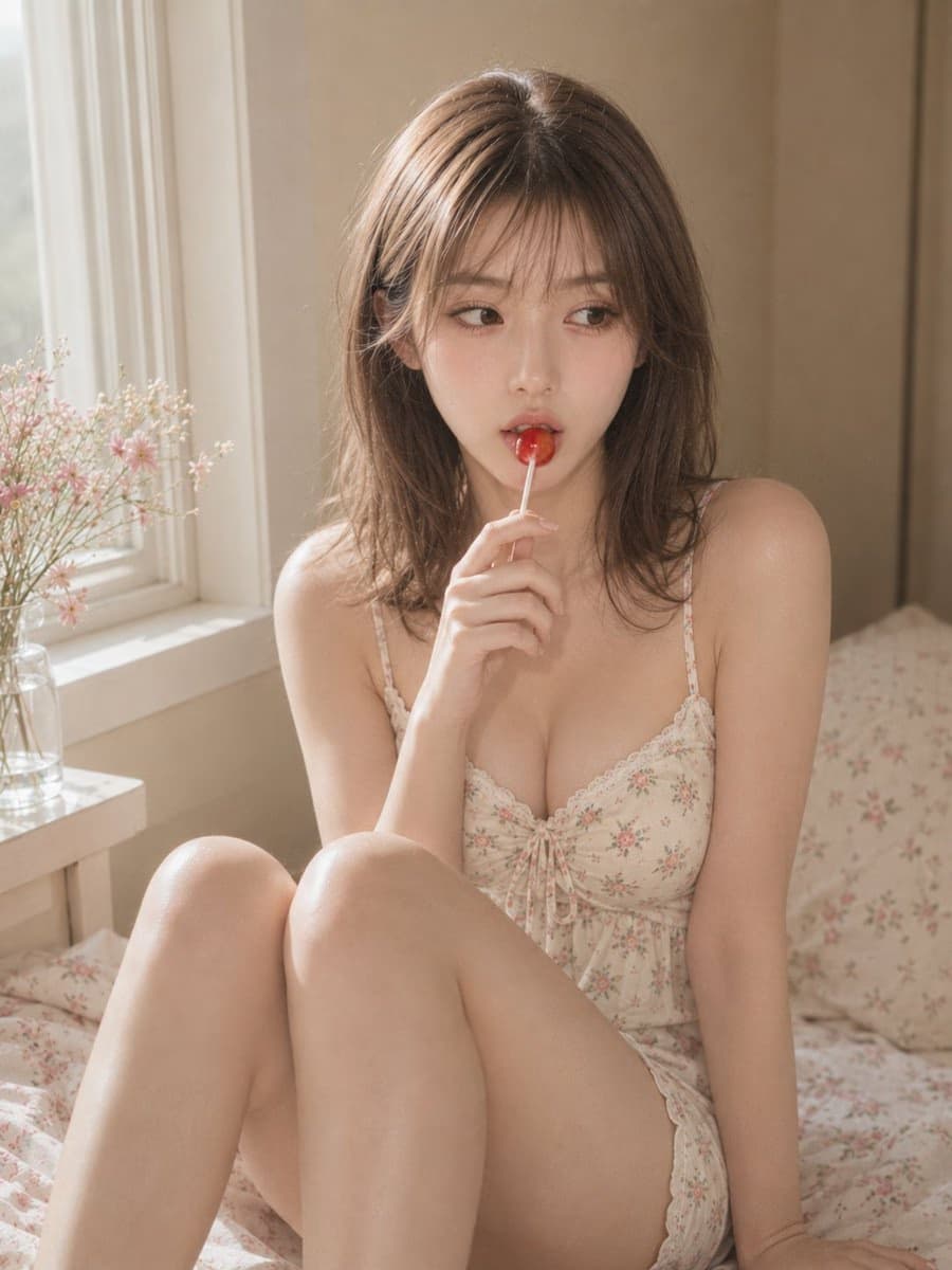 Woman with Lollipop in Morning Light