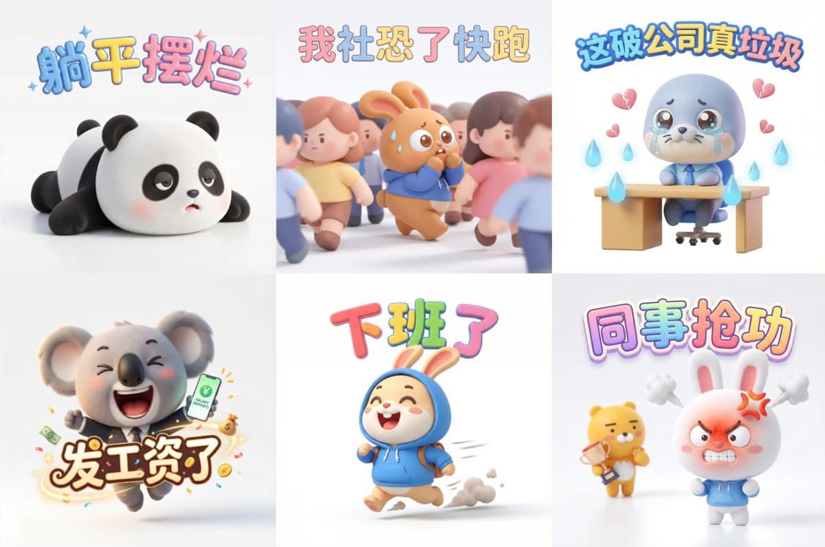 可爱卡通3D吉祥物表情包合集