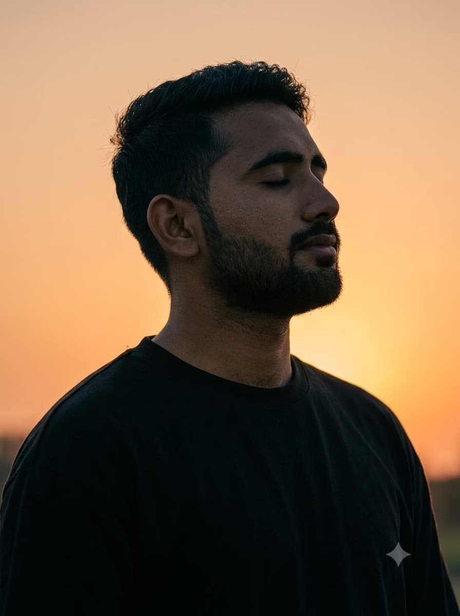 Cinematic Golden-Hour Silhouette Side-Profile Portrait