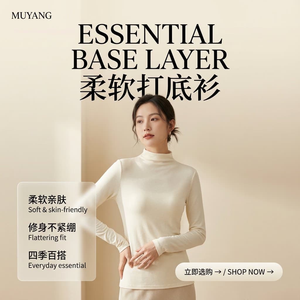 极简时尚产品海报与亚洲模特