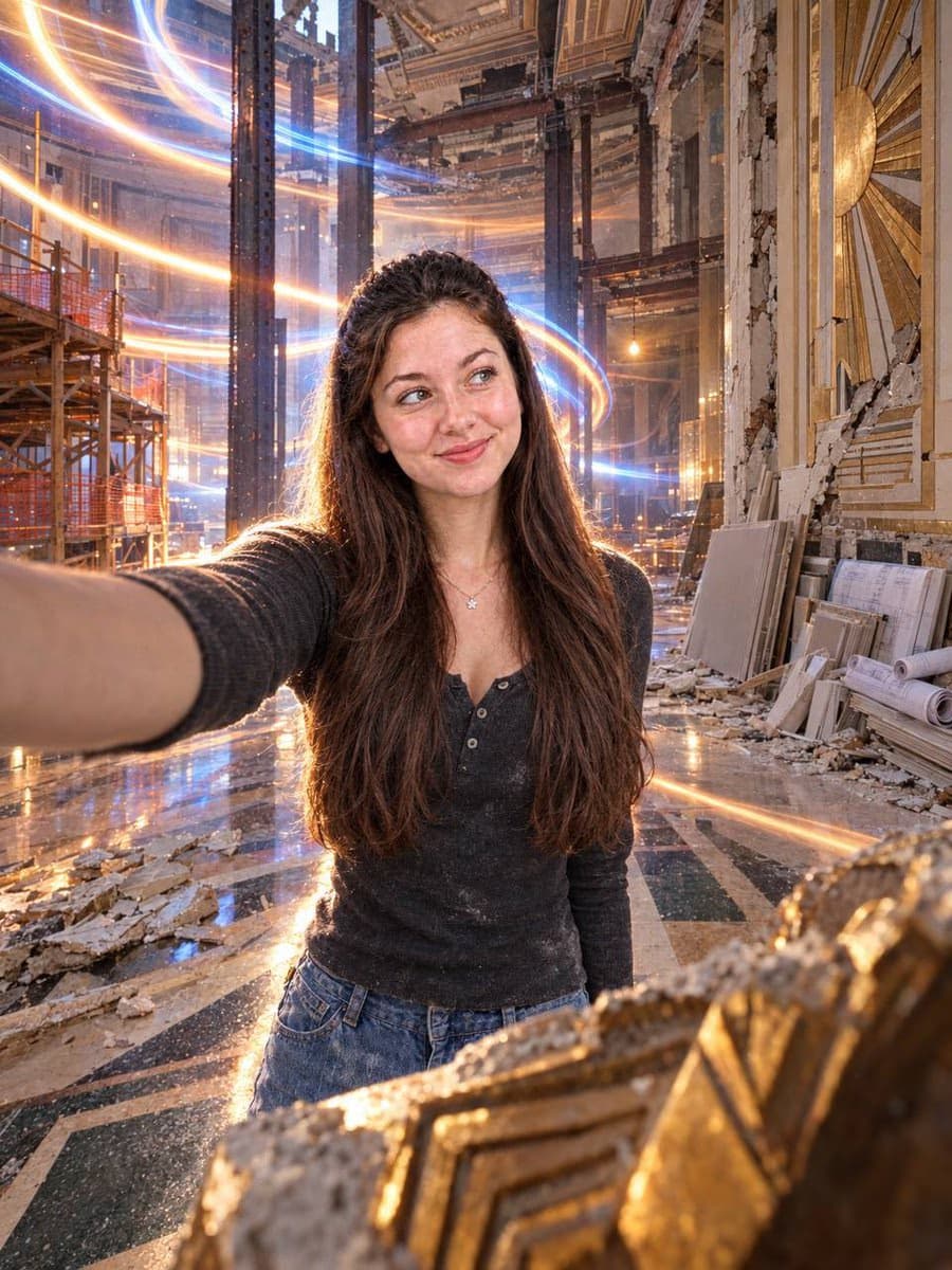 Woman Selfie in Art Deco Renovation