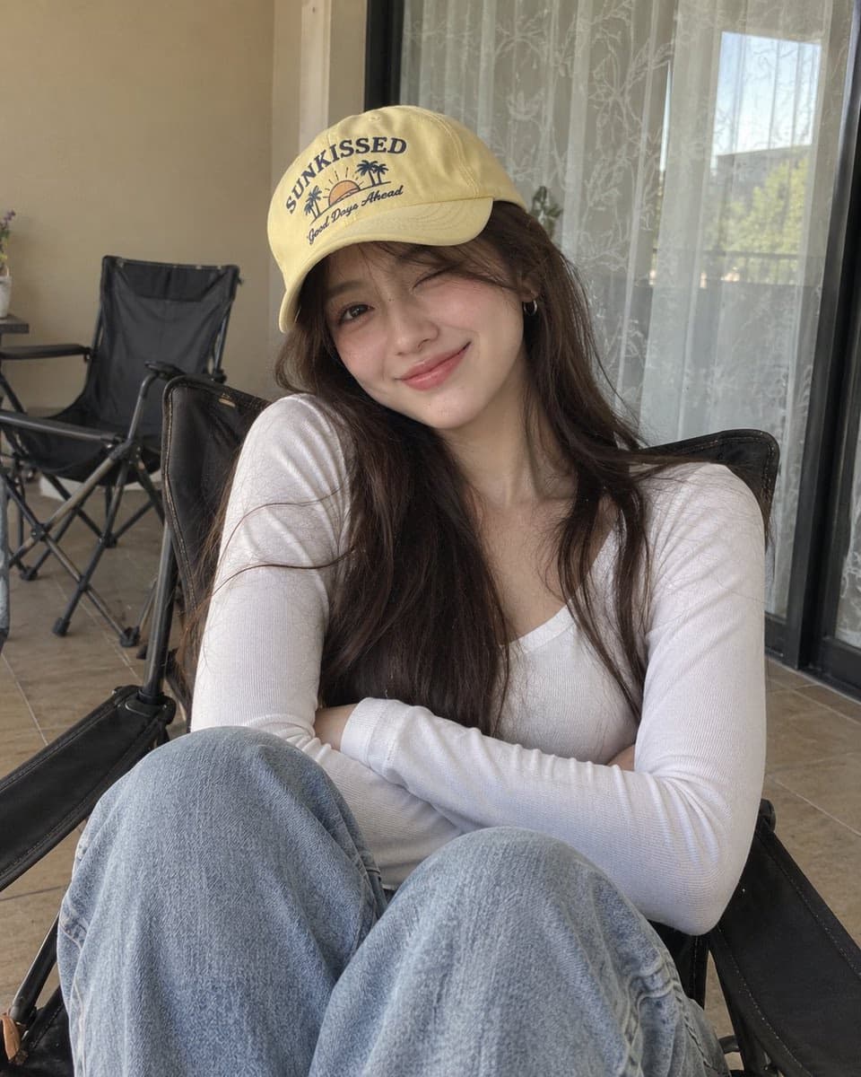 休闲椅上女性的智能手机随拍肖像