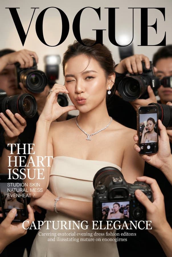 Vogue封面：俏皮优雅的心形手势