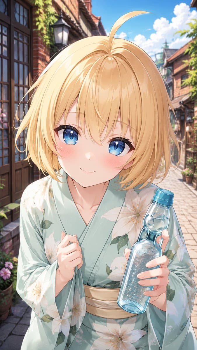 Summer Alley Anime Girl with Censor Block