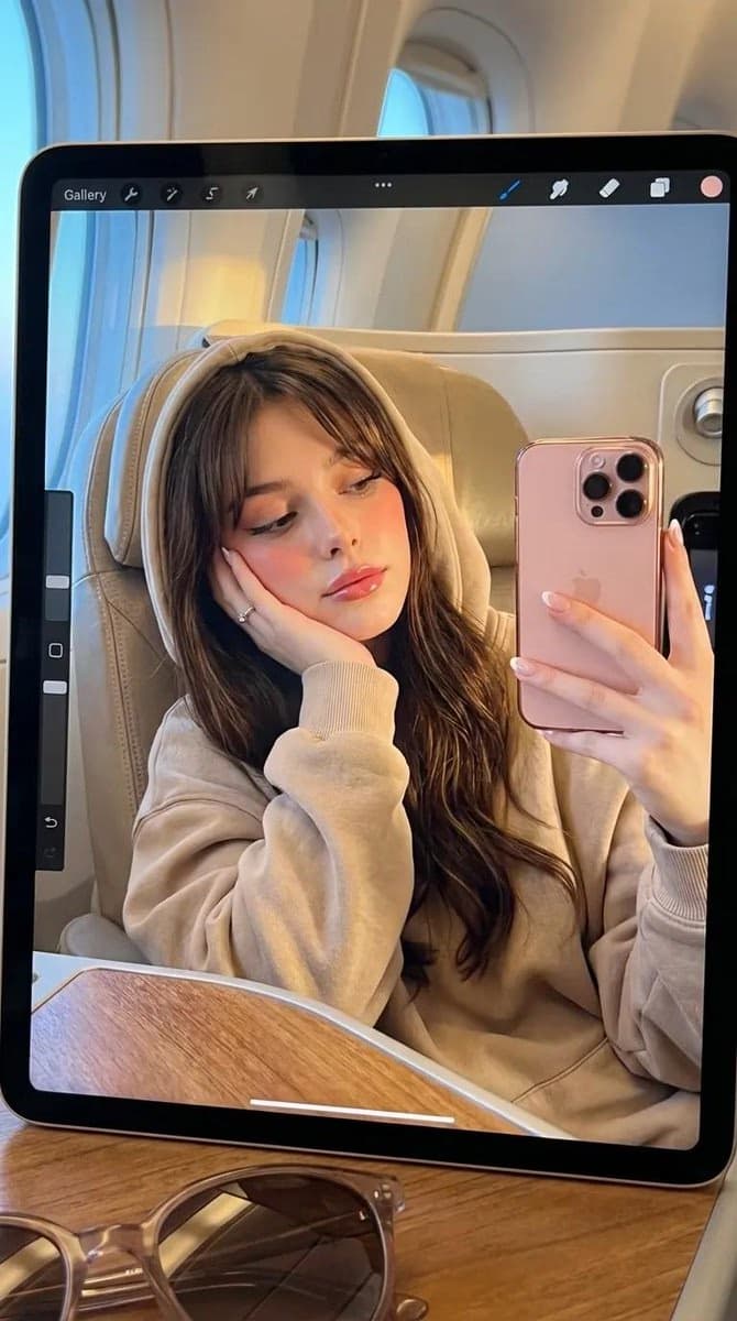 Airplane iPad Selfie Reflection