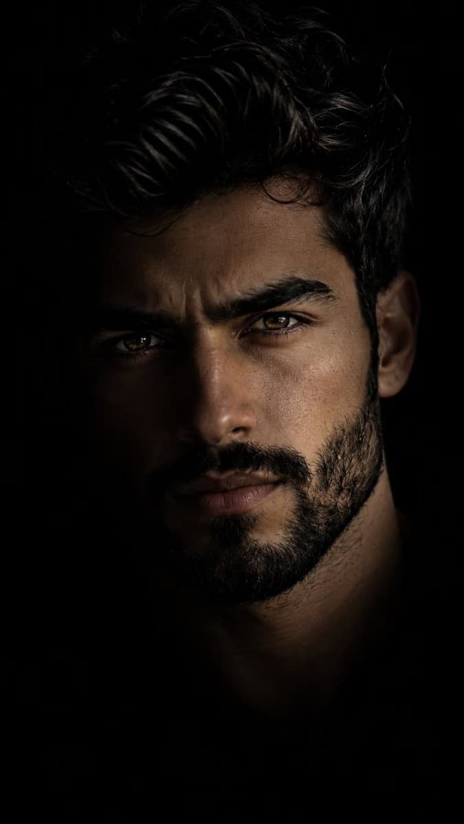 Cinematic Low-Key Portrait of Handsome Young Man