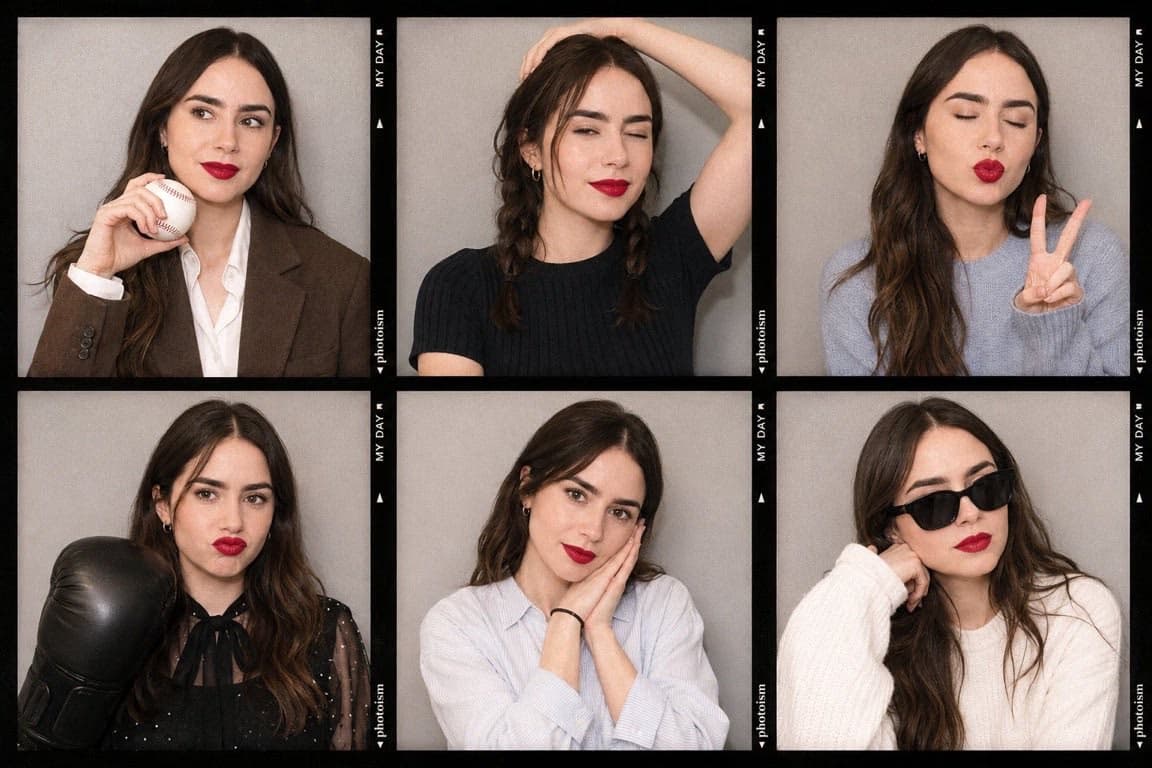 Hyper-realistic Korean photobooth collage