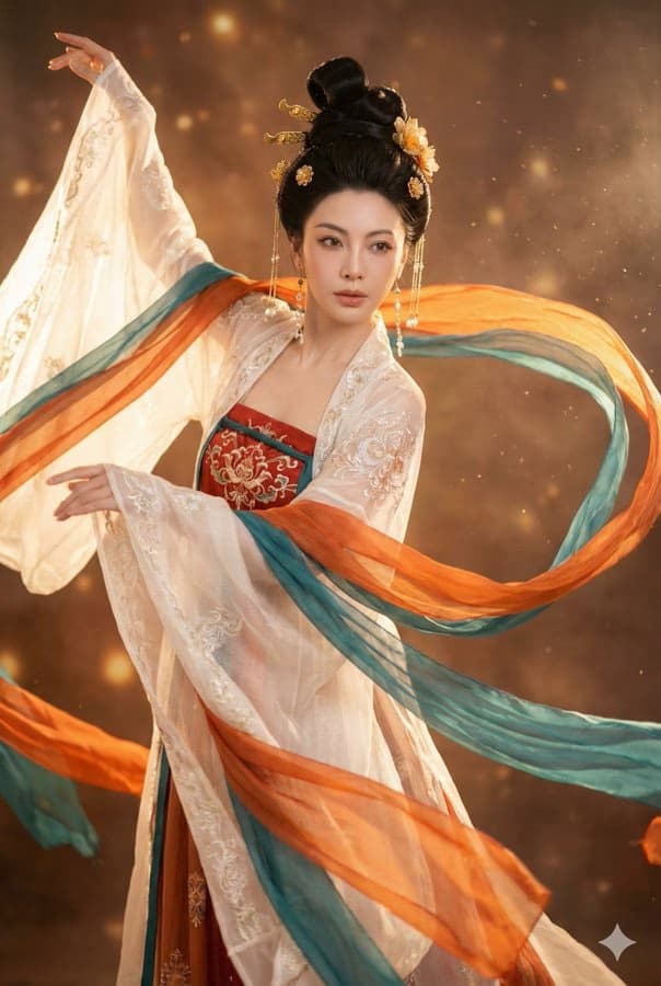 Tang Lady with Fan in Snow