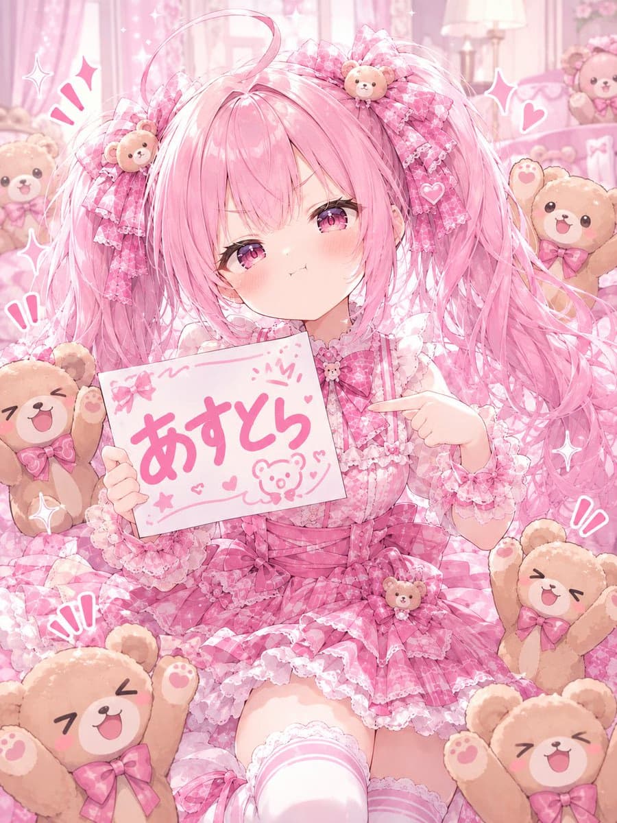 Profile / Avatar - Pink Kawaii Anime Girl With Teddy Bears