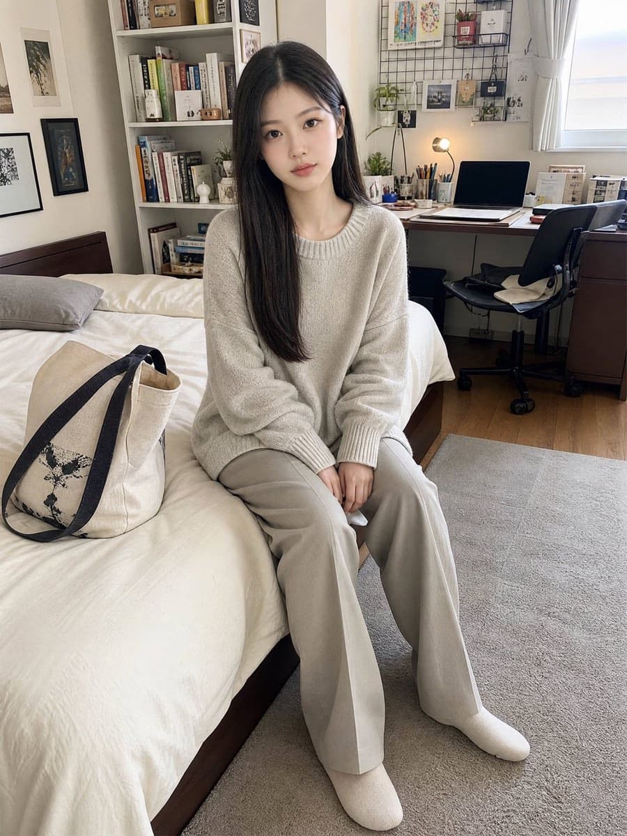 Candid iPhone photo of a woman in cozy apartment
