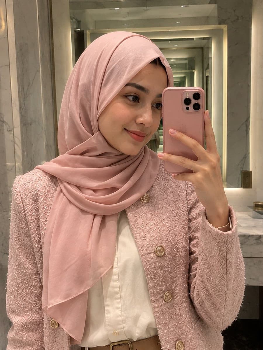 Profile / Avatar - Pink Hijab Mirror Selfie Portrait