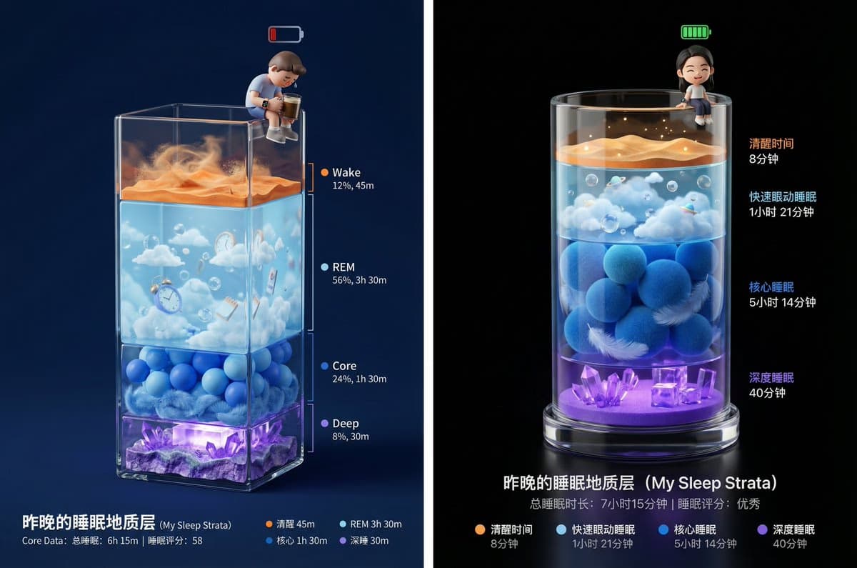 3D Sleep Data Layered Glass Container Art