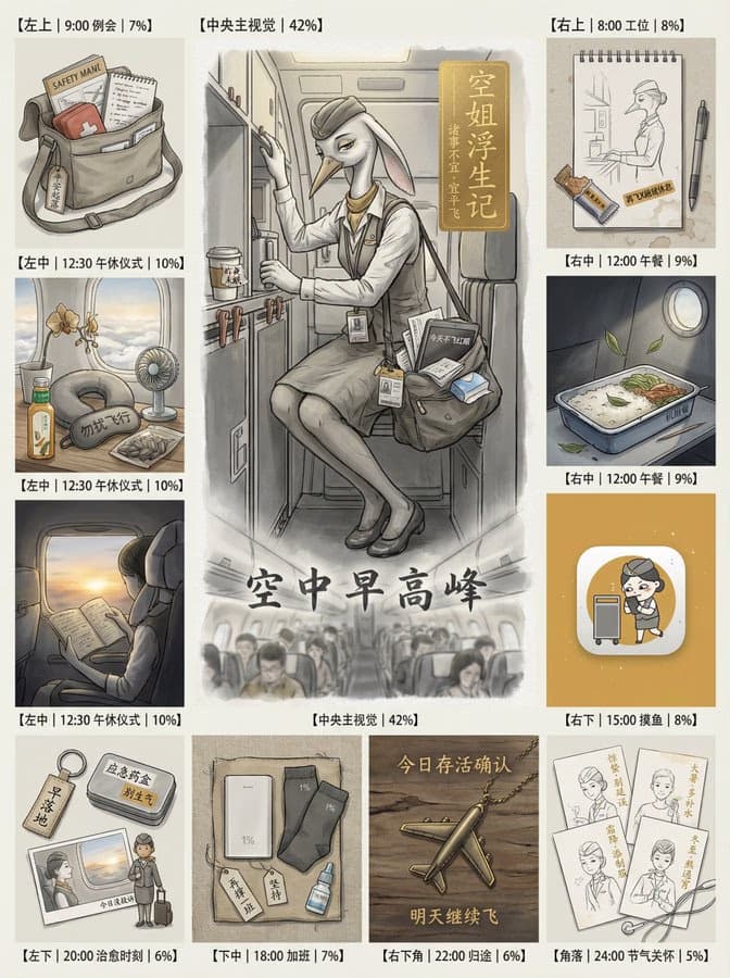 空姐小美飞机作业的便当网格叙事