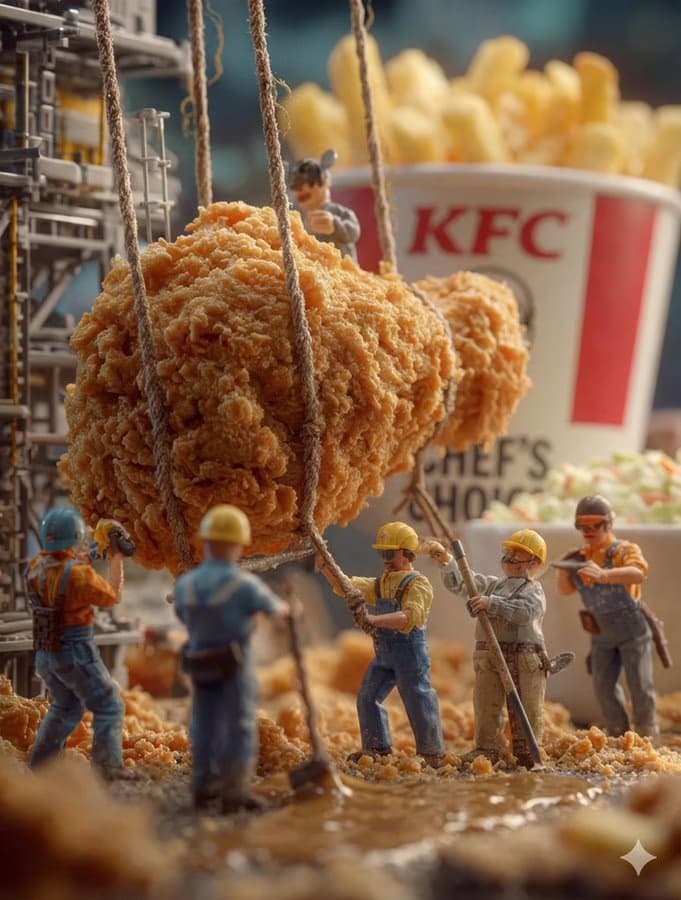 Miniature worlds in macro food scenes