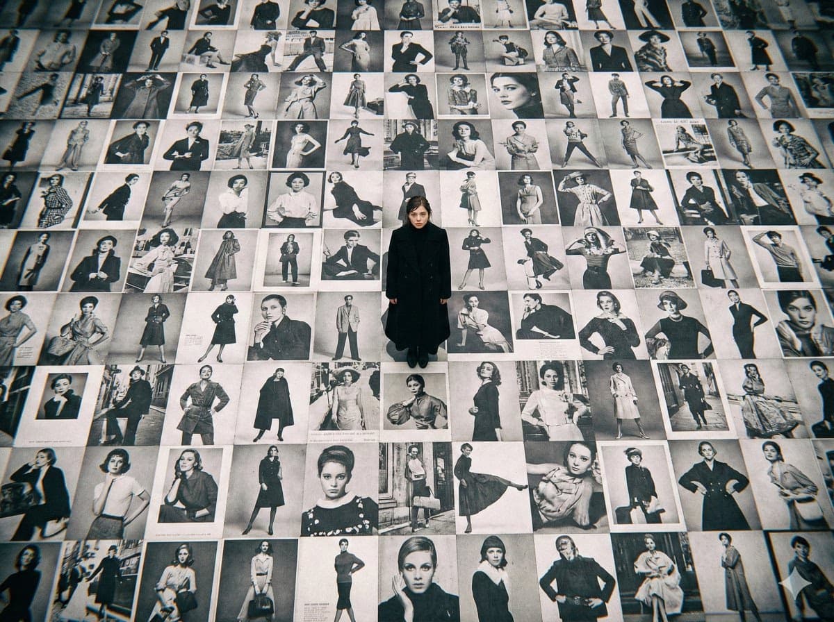 Bird's-eye view of actress on billboards